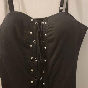 XL "Glow" black tie up tank top with built in bra.